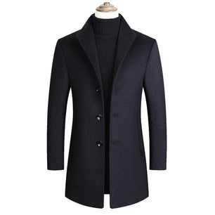 Men's Wool Turn-Down Collar Full Sleeves Single Breasted Coat