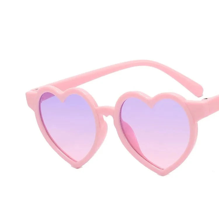 Kid's Resin Frame Acrylic Lens UV400 Protection Heart Sunglasses