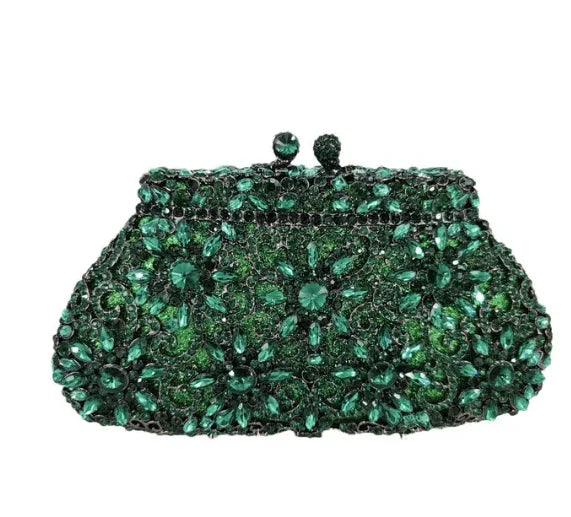 Women's Metallic Hasp Closure Rhinestone Pattern Wedding Clutch