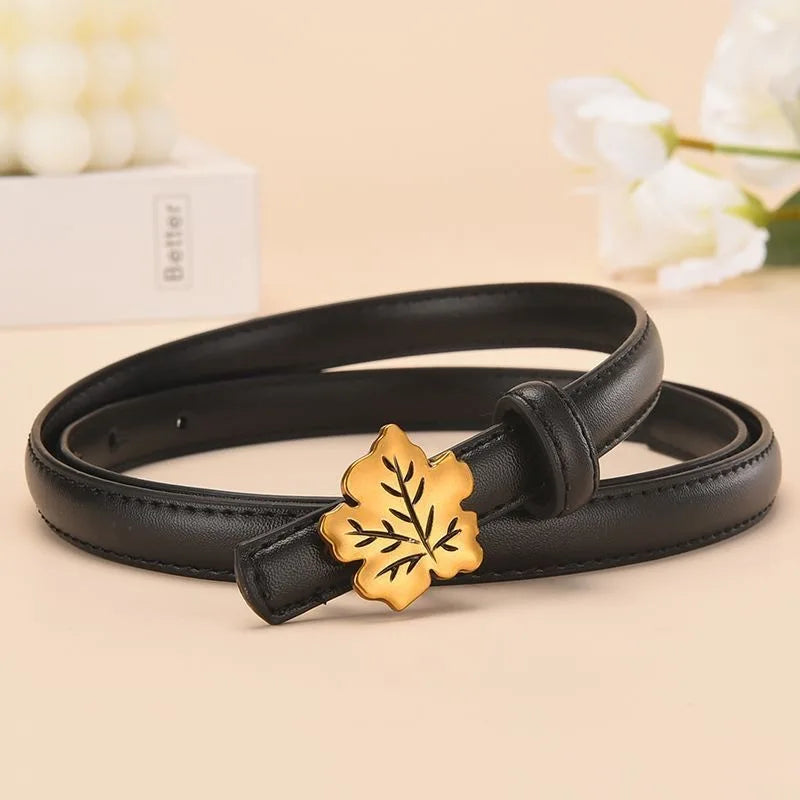 Women's Split Leather Buckle Closure Solid Pattern Trendy Belts