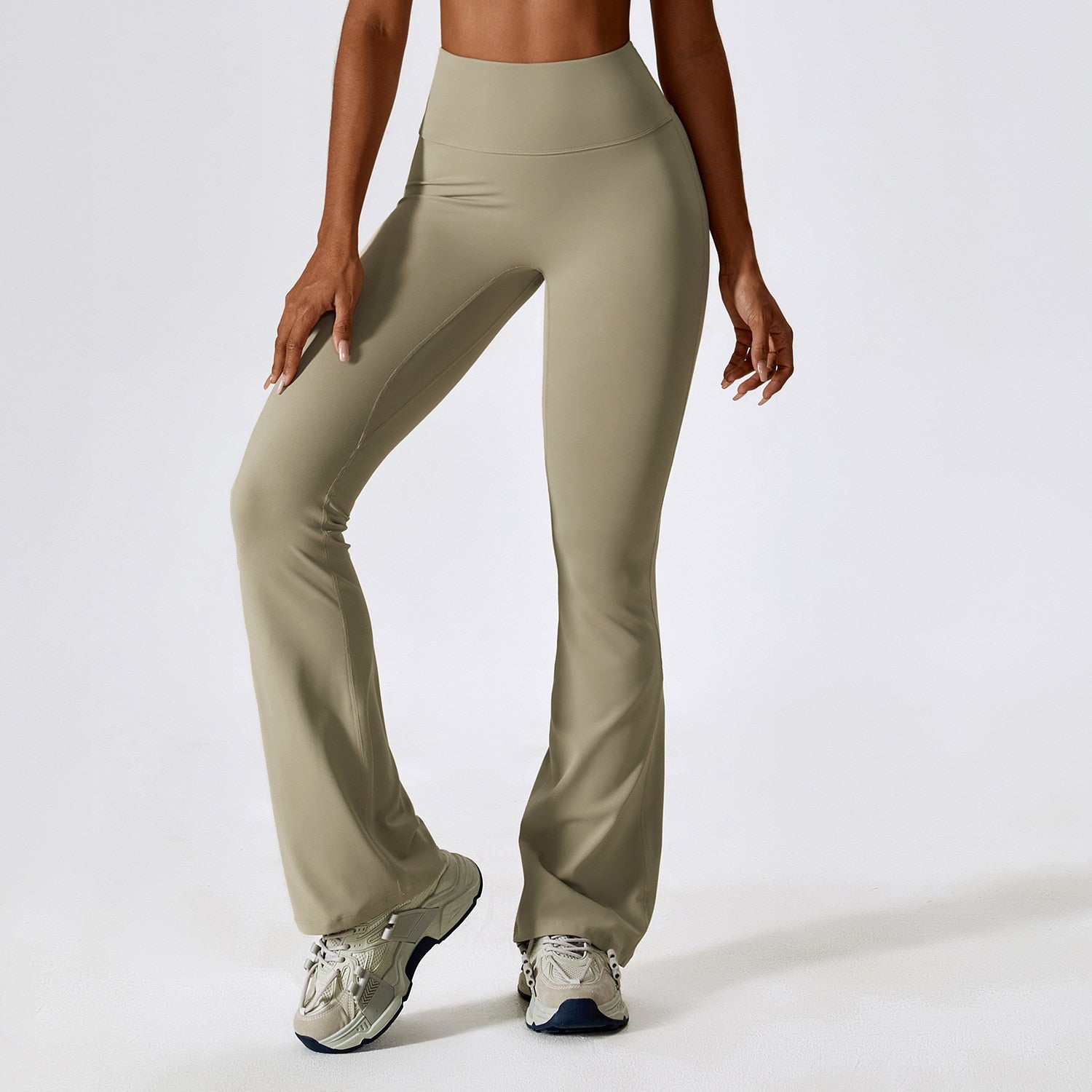 Women's Spandex High Waist Solid Pattern Fitness Workout Trousers