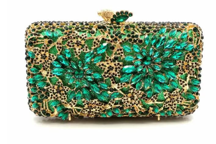 Women's Metallic Hasp Closure Rhinestone Pattern Wedding Clutch