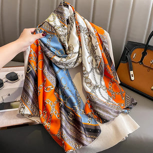 Women's Silk Neck Wrap Printed Pattern Trendy Beach Scarves