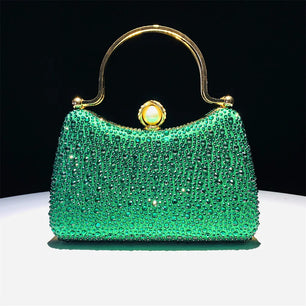 Women's Metallic Hasp Closure Rhinestone Bridal Wedding Handbags