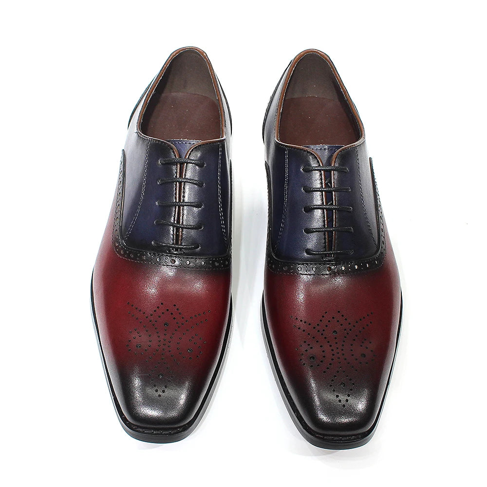 Men's Genuine Leather Pointed Toe Lace-Up Closure Formal Shoes