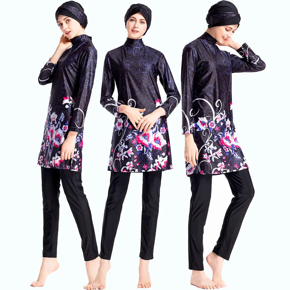 Women's Arabian Polyester Full Sleeves Modest Swimwear Dress