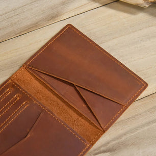 Men's Genuine Leather Solid Pattern Card Holder Trendy Wallets