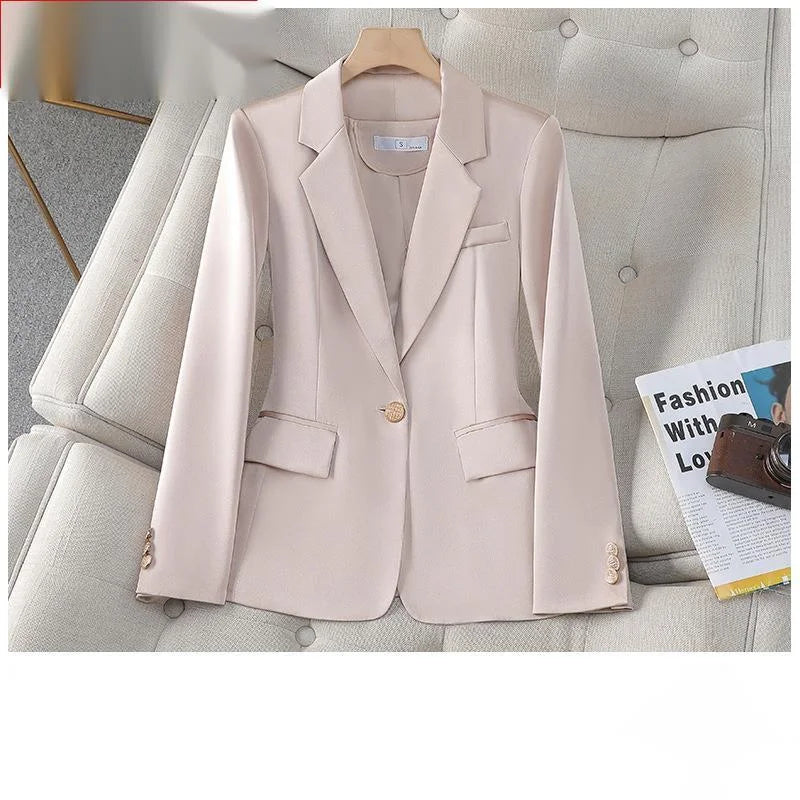 Women's Cotton Notched Long Sleeves Single Breasted Trendy Blazer