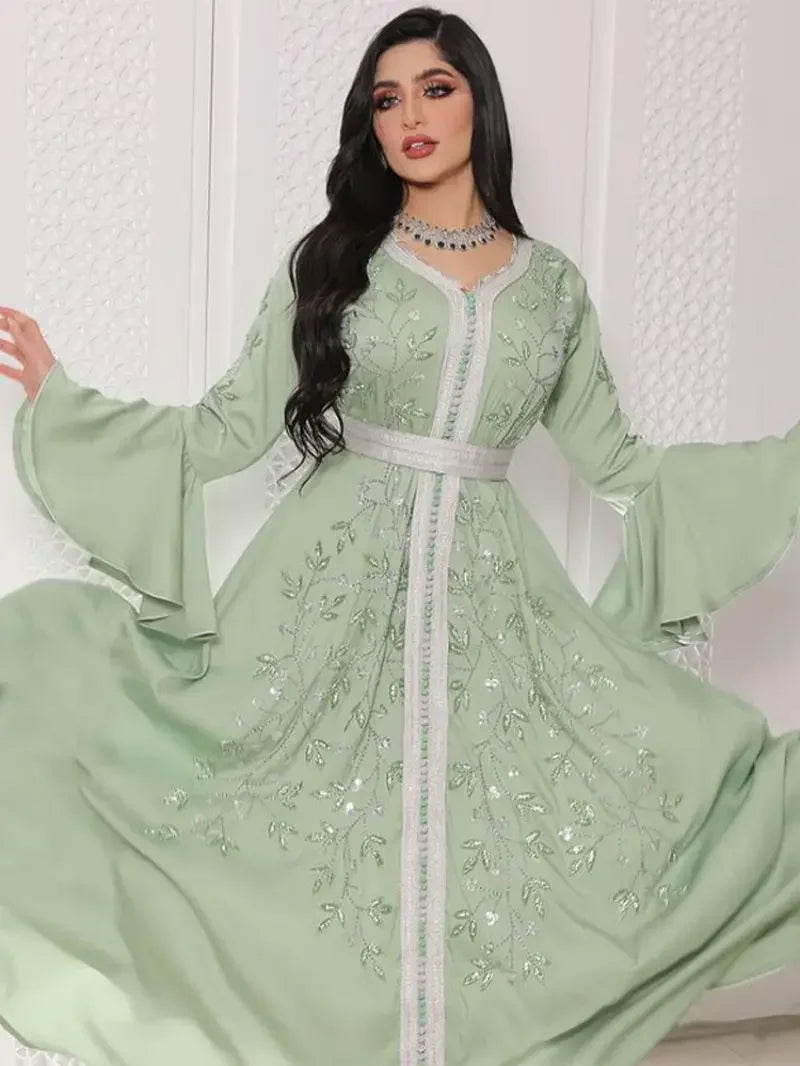 Women's Arabian Polyester Full Sleeve Embroidery Pattern Dress