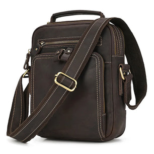 Men's Genuine Leather Solid Pattern Hasp Closure Shoulder Bag