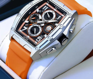 Men's Stainless Steel Buckle Clasp Waterproof Quartz Watches