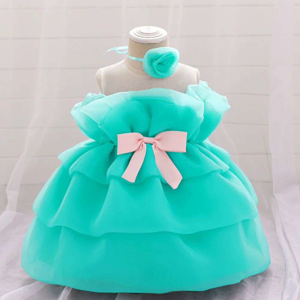 Baby Girl's Polyester Sleeveless Solid Pattern Princess Dress