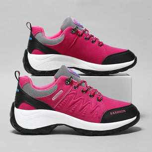 Women's Artificial Leather Round Toe Lace-Up Closure Sneakers