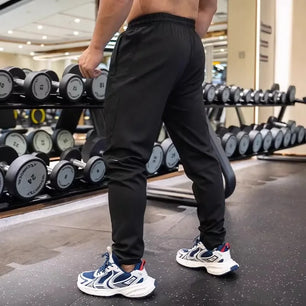 Men's Polyester Drawstring Closure Fitness Gymwear Trousers