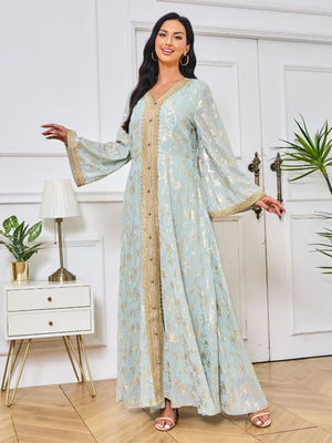 Women's Arabian Polyester Full Sleeve Printed Pattern Casual Abaya