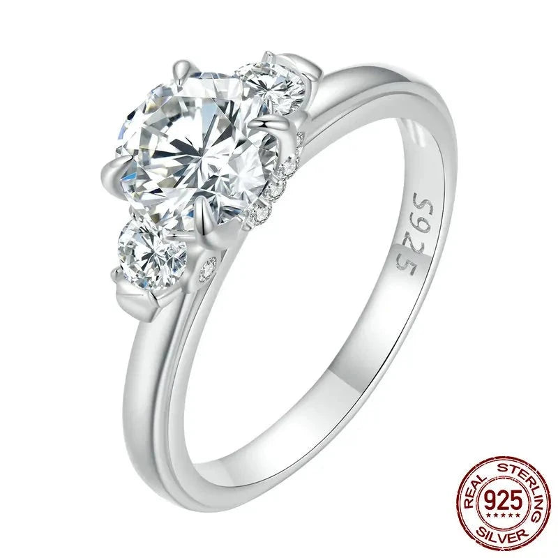 Women's 100% 925 Sterling Silver Moissanite Engagement Ring