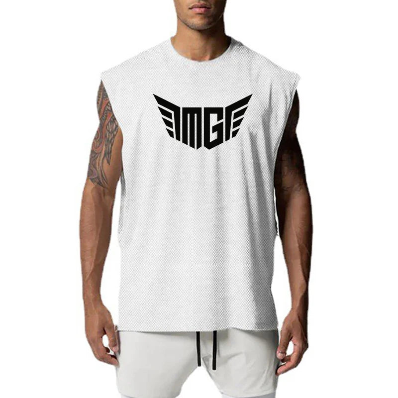 Men's Polyester Sleeveless Pullover Closure Sportswear T-Shirt