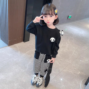 Kid's Cotton Long Sleeve Pullover Closure Striped Pattern Clothes