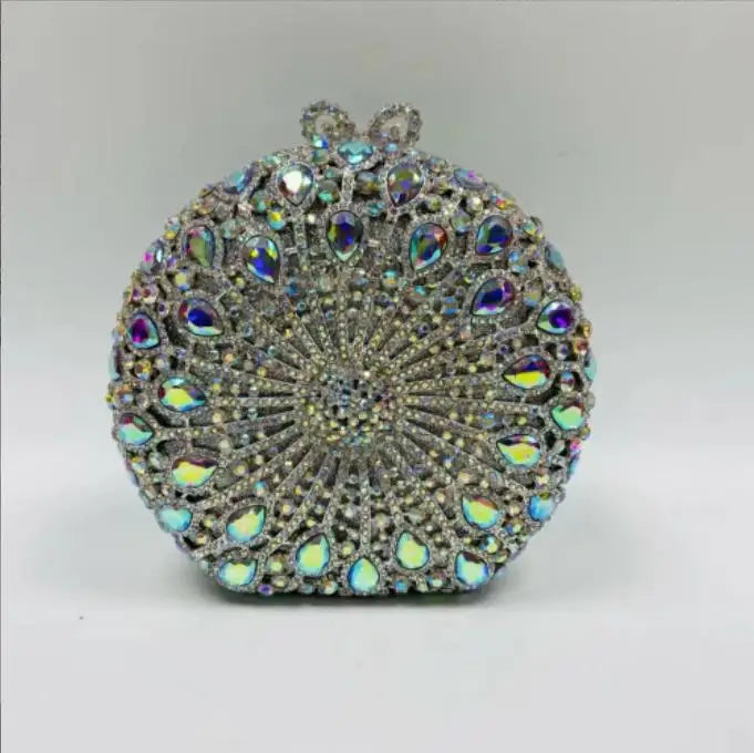 Women's Silk Hasp Closure Rhinestone Evening Wedding Clutch