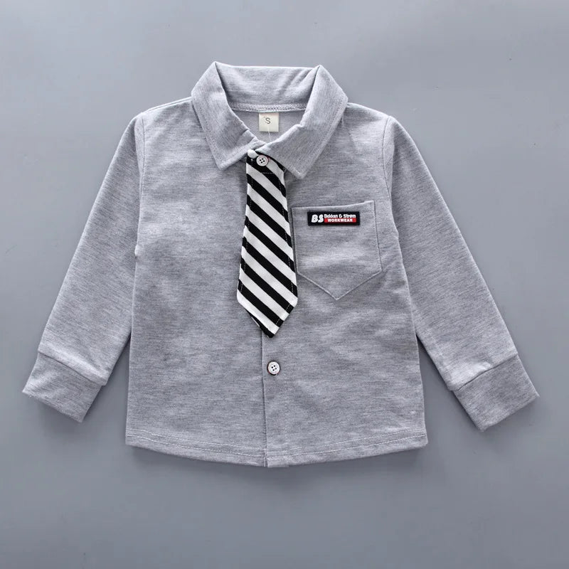 Kid's Boy Cotton Turn Down Collar Long Sleeves Plaid Trendy Suit