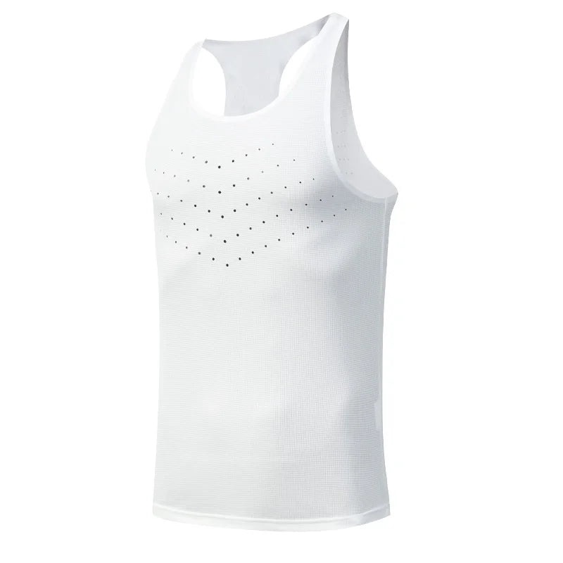 Men's Polyester Sleeveless Pullover Closure Solid Casual T-Shirt