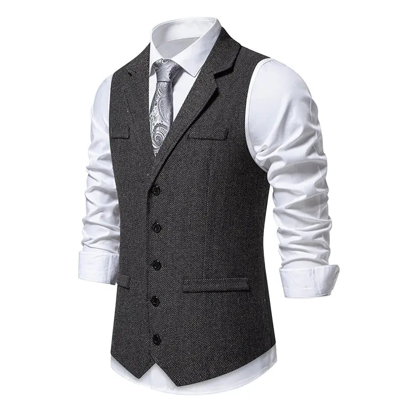 Men's Polyester Sleeveless Single Breasted Slim Formal Vests