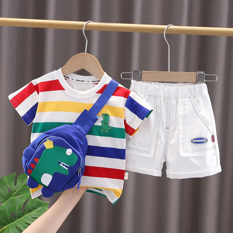 Kid's Polyester Short Sleeves Pullover Closure Casual Clothes