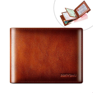 Men's Genuine Leather Letter Pattern Card Holder Trendy Wallet