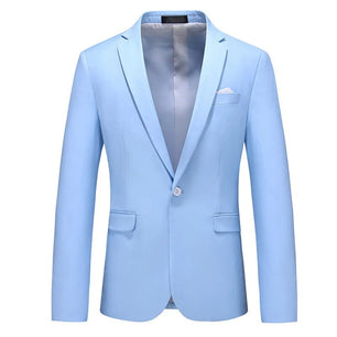 Men's Polyester Notched Collar Long Sleeve Single Button Blazers