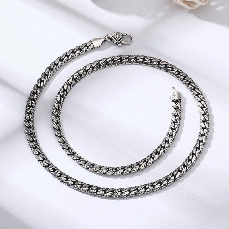 Men's 925 Sterling Silver Horsewhip Chain Geometric Necklace