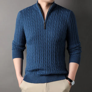 Men's Acrylic Stand-Neck Full Sleeve Knitted Casual Wear Sweater