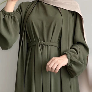 Women's Arabian Polyester Full Sleeve Solid Pattern Casual Abaya