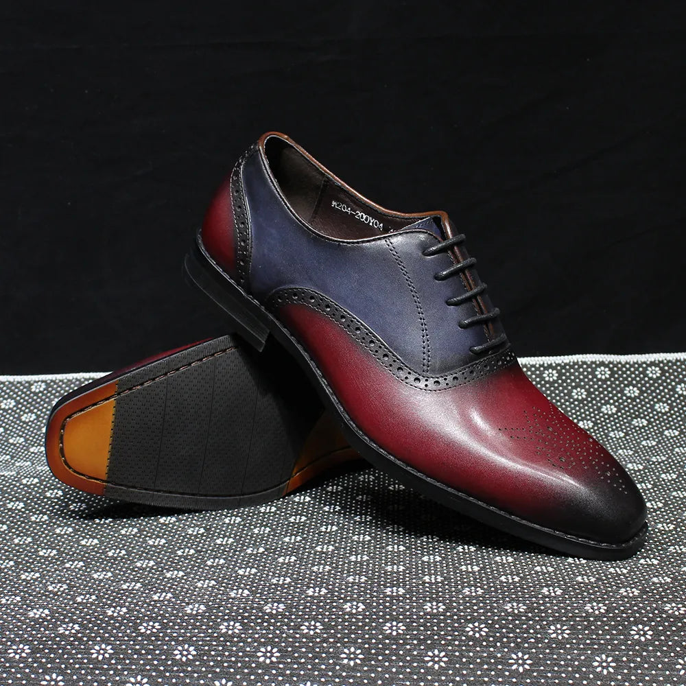 Men's PU Leather Pointed Toe Lace-Up Closure Elegant Oxford Shoes