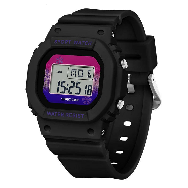 Men's Rubber Case  Buckle Clasp Square Shaped Waterproof Watches