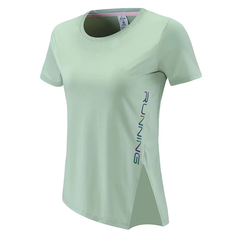 Women's Nylon O-Neck Short Sleeves Fitness Yoga Workout Top