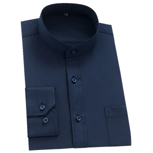 Men's Cotton Stand Collar Full Sleeve Single Breasted Formal Shirt