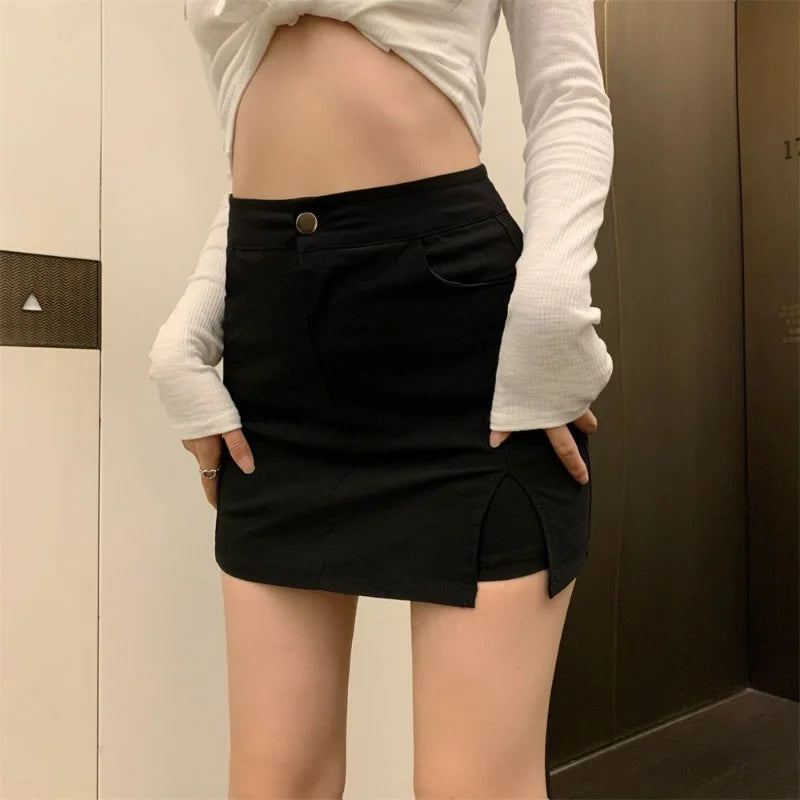 Women's Cotton High Waist Solid Pattern Casual Wear Mini Skirts