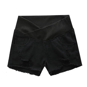 Women's Polyester Elastic Closure High Waist Maternity Shorts