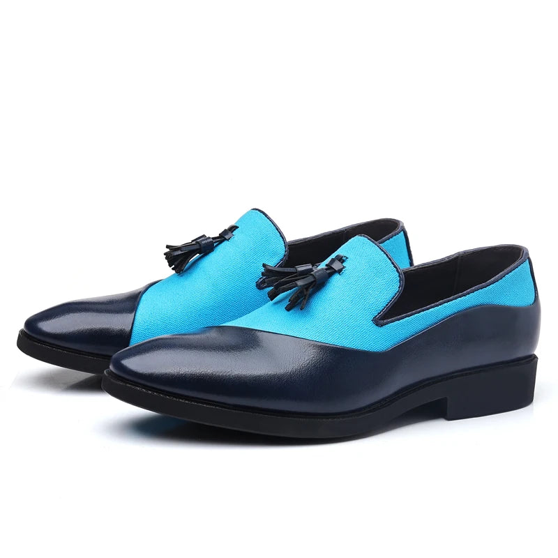 Men's Pointed Toe Slip-On Closure Patchwork Formal Wedding Shoes