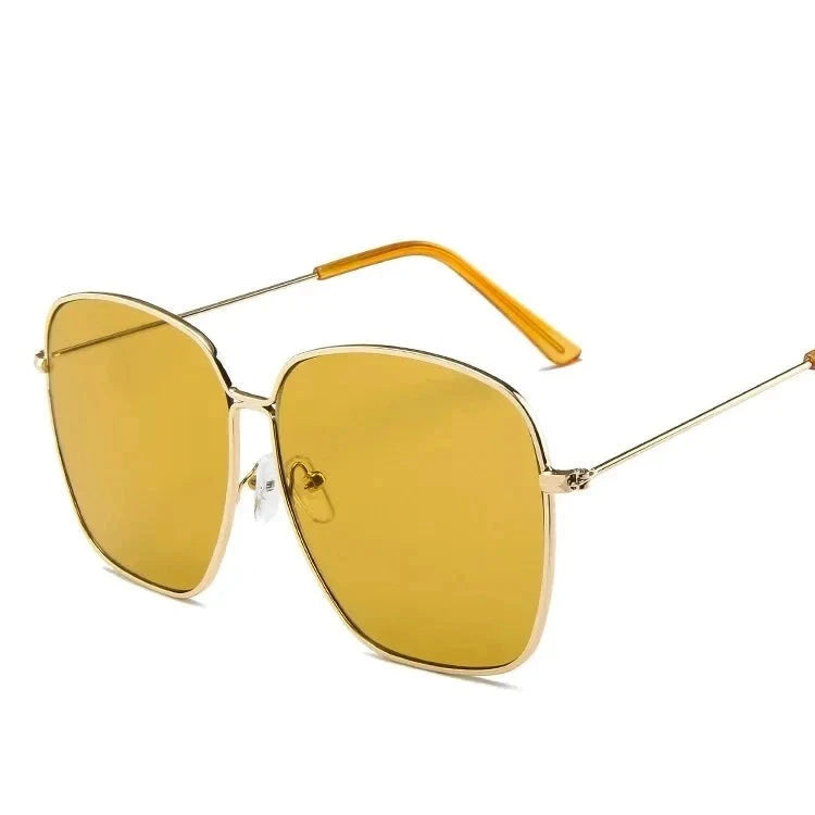 Women's Alloy Frame Acrylic Lens Square Shaped UV400 Sunglasses