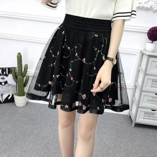 Women's Mesh High Waist Sequined Pattern Casual Wear Mini Skirts