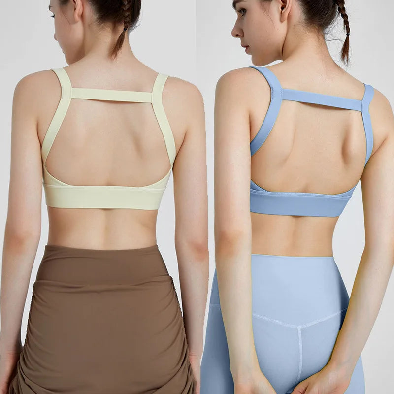 Women's Nylon Square-Neck Sleeveless Breathable Yoga Crop Top