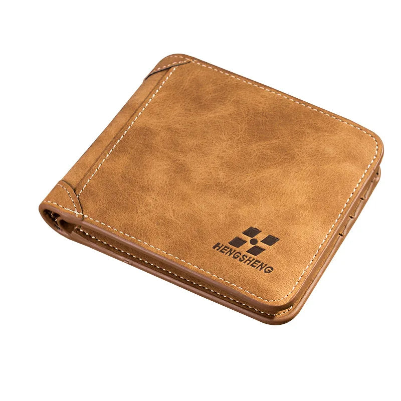 Men's Genuine Leather Card Holder Letter Pattern Trendy Wallets