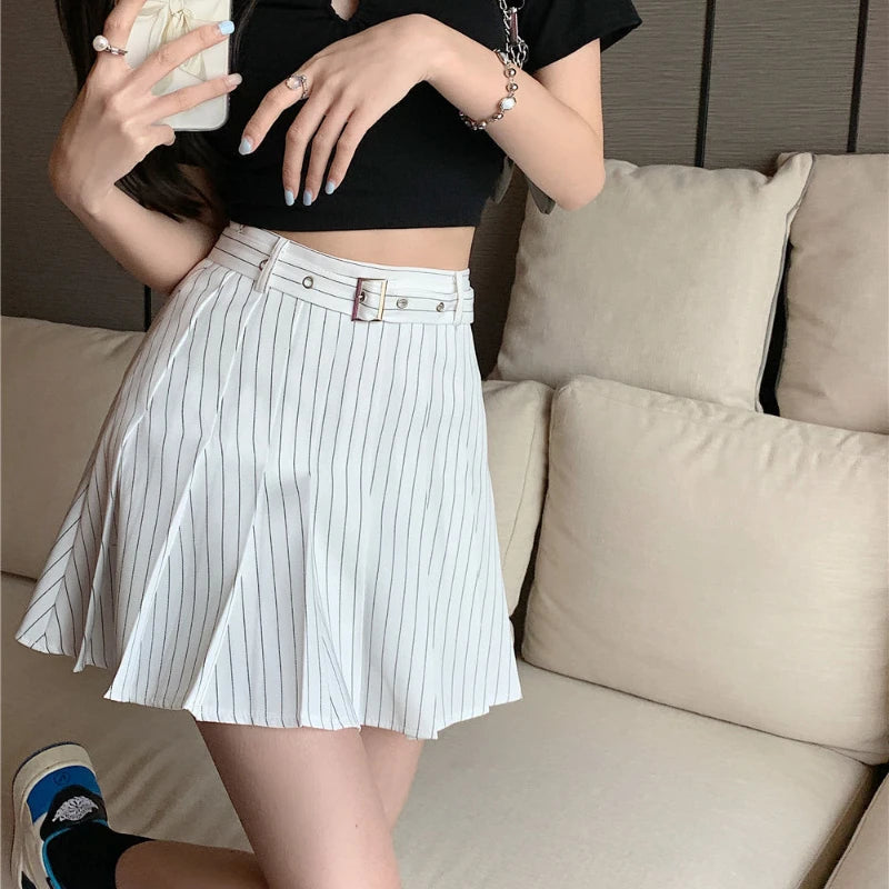 Women's Polyester High Waist Striped Pattern Casual Wear Skirts