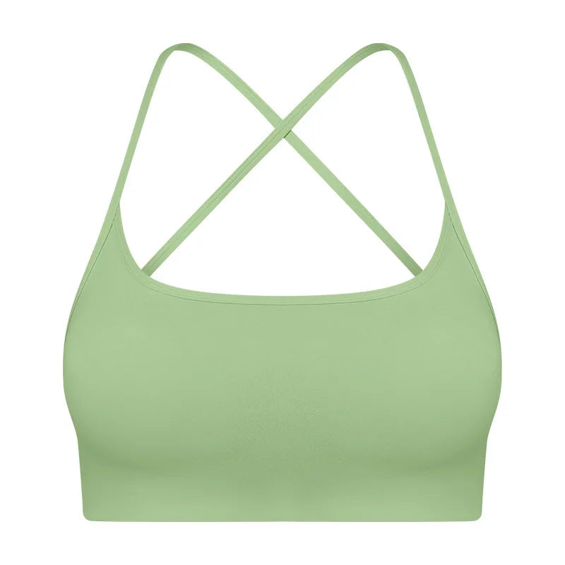 Women's Nylon Square-Neck Sleeveless Shockproof Yoga Crop Top