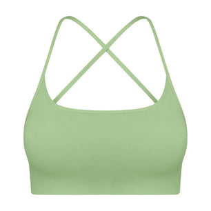 Women's Nylon Square-Neck Sleeveless Shockproof Yoga Crop Top