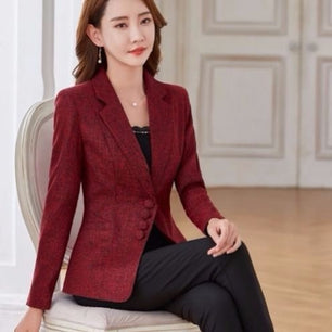 Women's Cotton Lapel Collar Single Breasted Solid Elegant Blazers