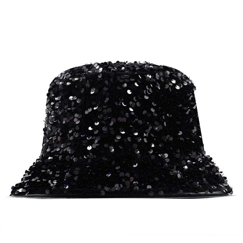 Women's Cotton Sequined Pattern Casual Hip Hop Bucket Hats