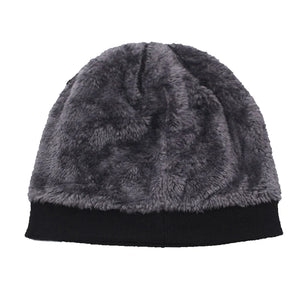 Men's Faux Fur Skullies Beanies Knitted Pattern Casual Warm Cap