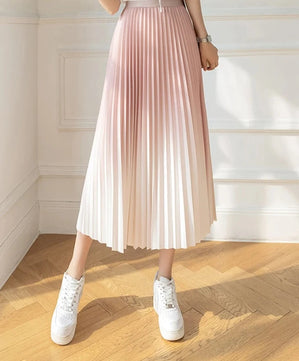 Women's Polyester High Waist Pleated Pattern Casual Wear Skirts